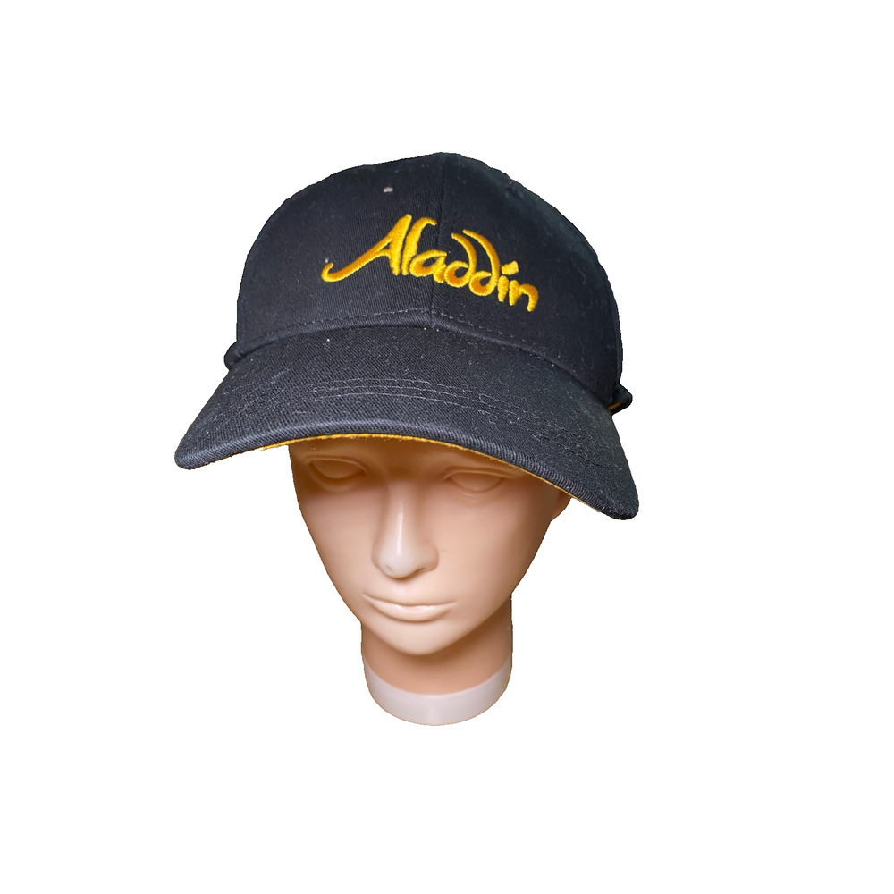Disney Aladdin Genie Strapback Hat Black Yellow Embroidered Dad Cap